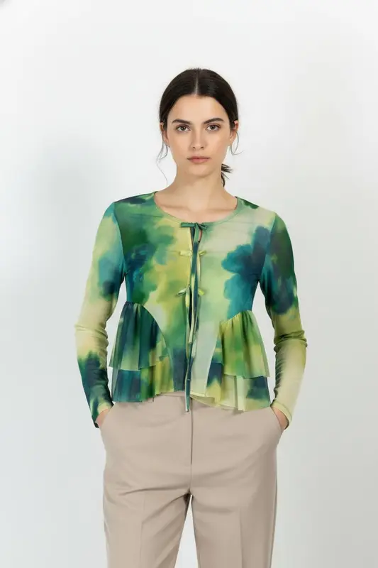 Blouse Verte et Jaune - Taille S/36