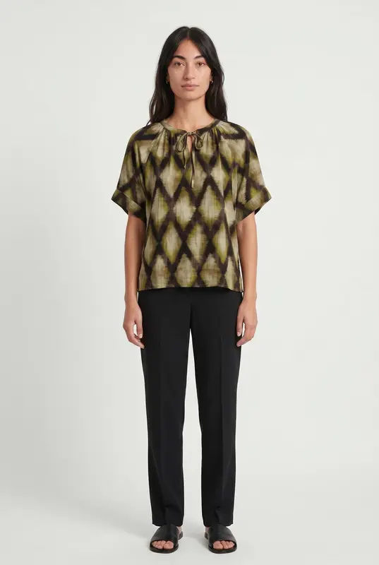 Blouse Verte et Marron - Taille M/38