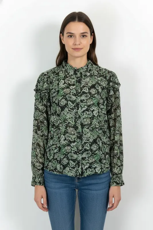 Blouse Verte et Noire - Taille L/40