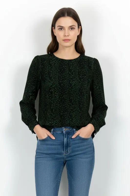 Blouse Verte et Noire - Taille M/38
