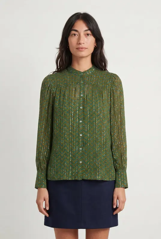 Blouse Verte et Orange - Taille XS/34
