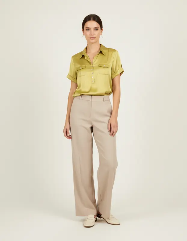 Blouse verte satinée - Taille L/40