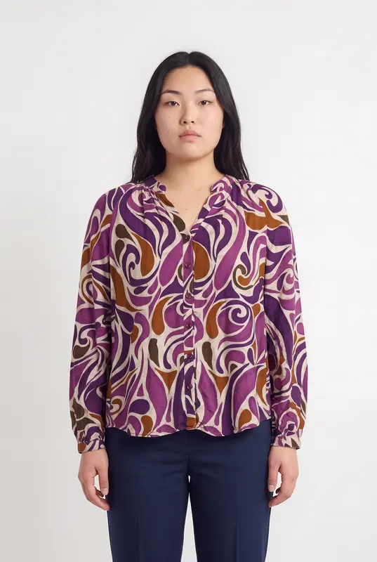 Blouse Violet et Marron - Taille L/40