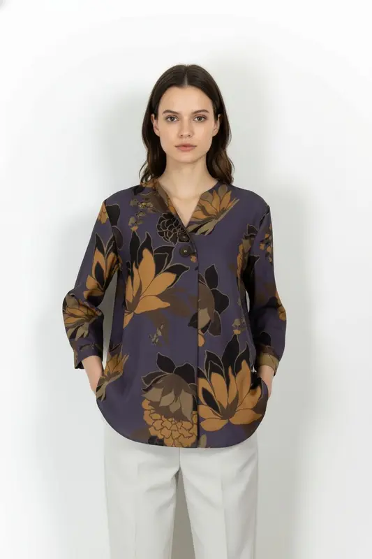 Blouse Violette et Marron - Taille XL/42