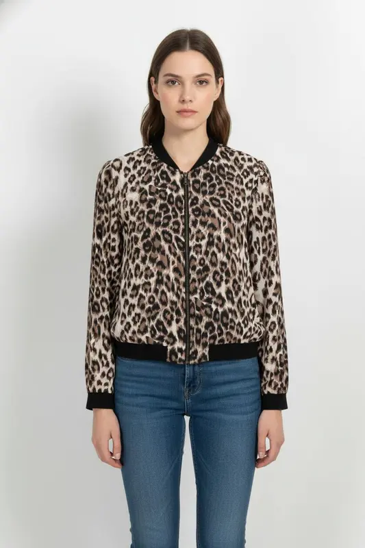 Blouson Léopard Marron et Noir - Taille S/36