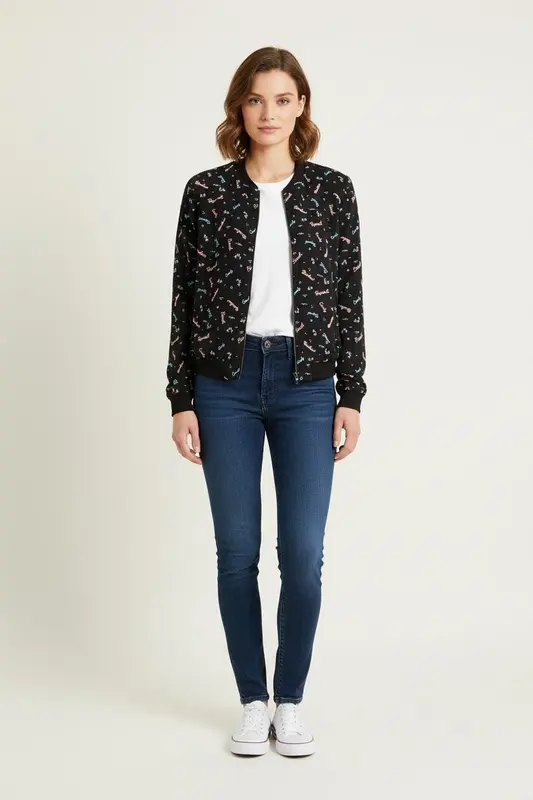 Blouson Noir et Rose - Taille S/36