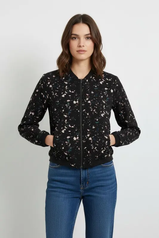 Blouson Noir et Rose - Taille XS/34