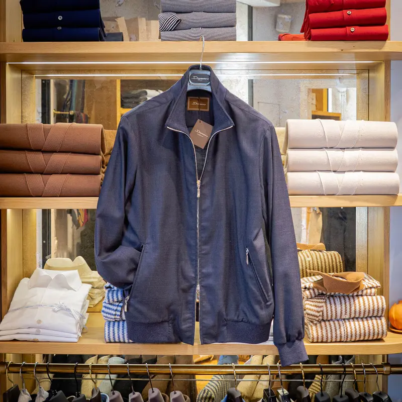 Blouson zippé en laine et soie
