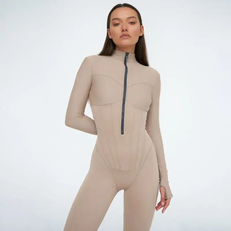 Body femme manches longues col montant zippé