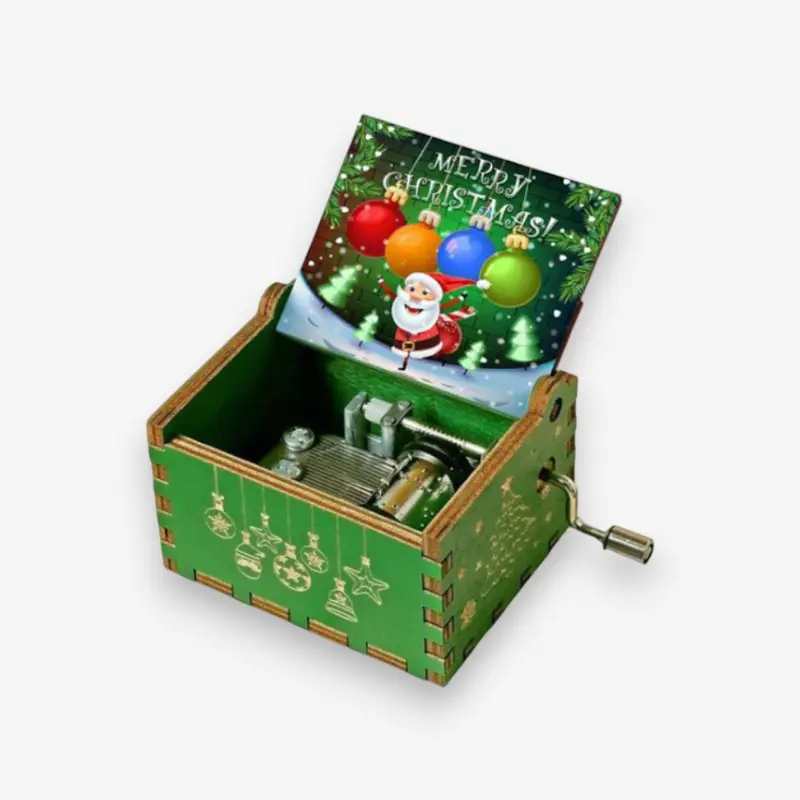 Boîte de Noël en bois faite main avec ballerine tournante
