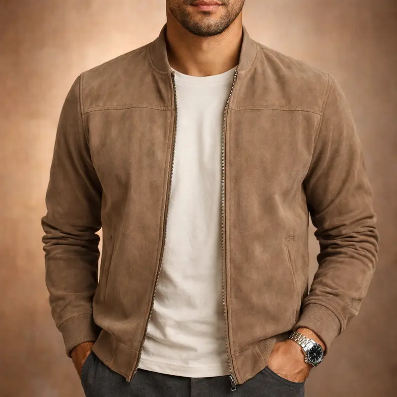 Bombers homme effet daim, veste légère smart casual