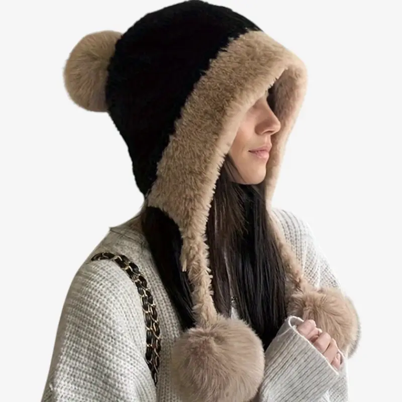 Bonnet à pompon avec cache-oreilles