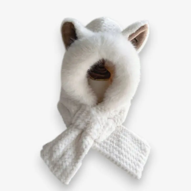 Bonnet écharpe 2-en-1 avec oreilles de renard