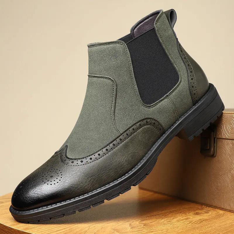 Boots chelsea brogue Quark-18, détails wingtip, enfilage facile