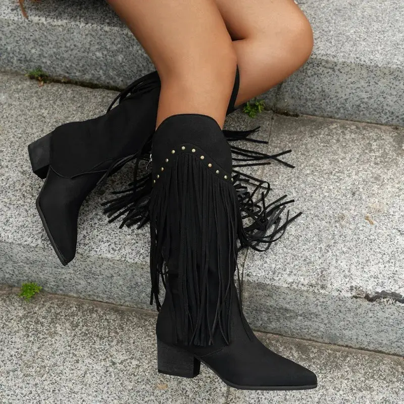 Bottes de cowboy pour femmes à franges, élégantes et modernes