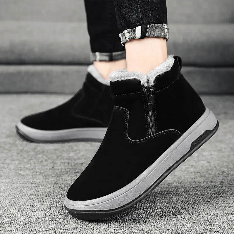 Bottes d'hiver zippées pour hommes, isolées et résistantes aux intempéries