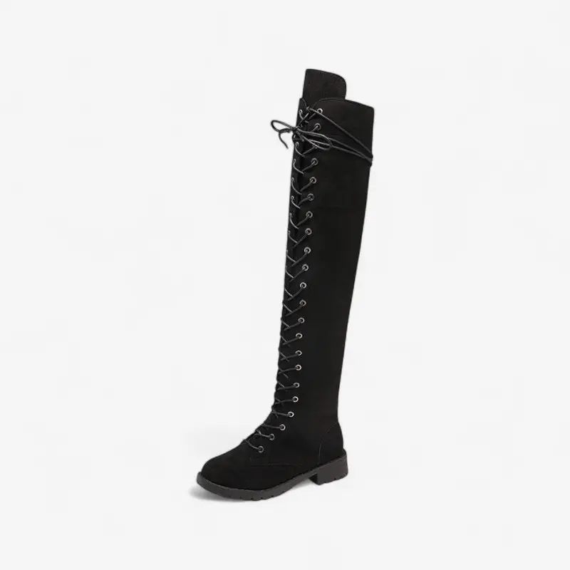 Bottes longues à lacets bout rond