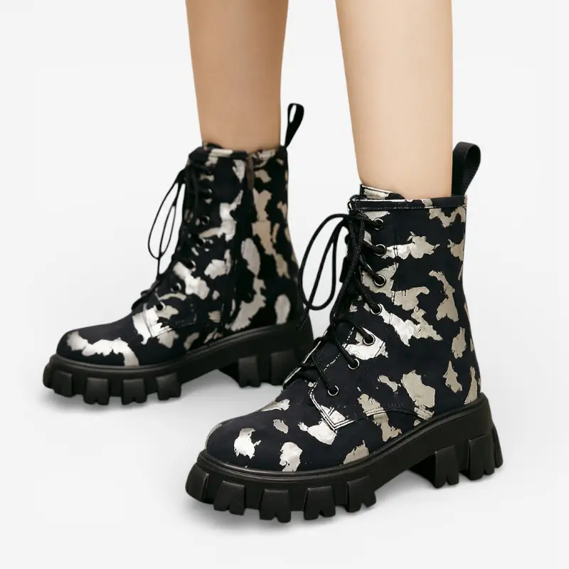 Bottes militaires à lacets avec fermeture éclair latérale