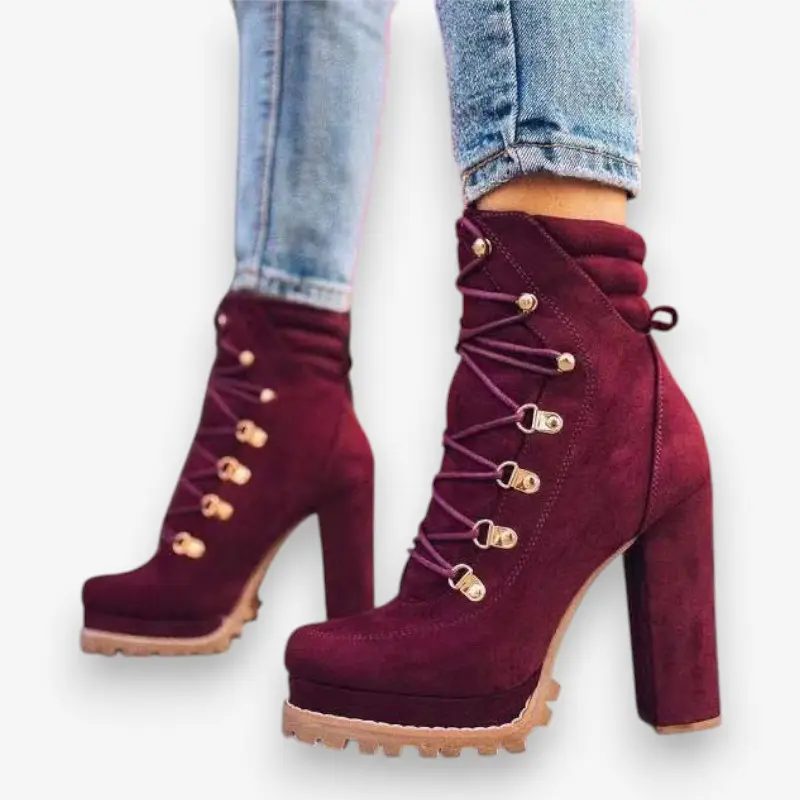 Bottines à lacets talon bloc semelle épaisse
