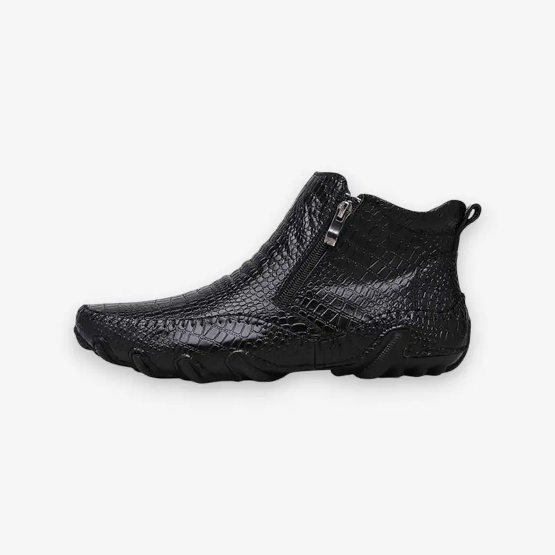 Bottines antidérapantes bout rond avec fermeture éclair latérale