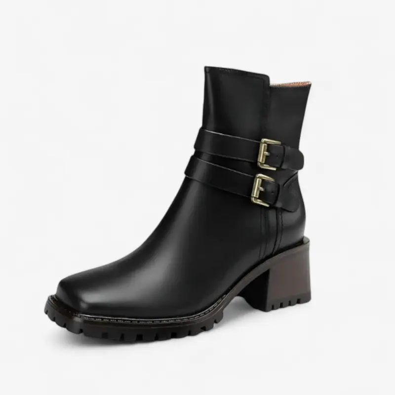 Bottines femme avec fermeture éclair latérale et brides réglables