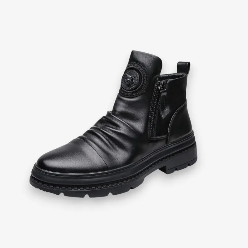 Bottines montantes homme bout rond avec fermeture éclair