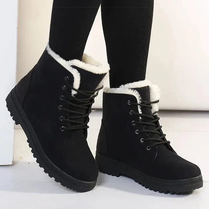 Bottines plates confortables pour l'hiver
