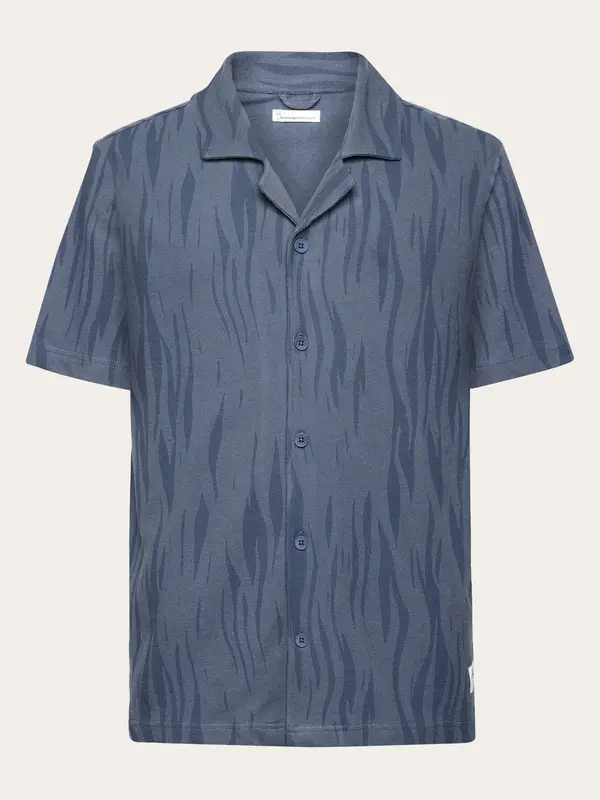 Bouclé loose fit Northern Lights short sleeve shirt - GOTS/Vegan - Blue