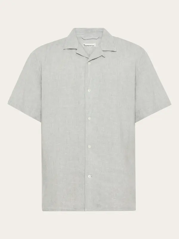 Box fit short sleeved linen shirt - Yarndyed Ultimate Grey