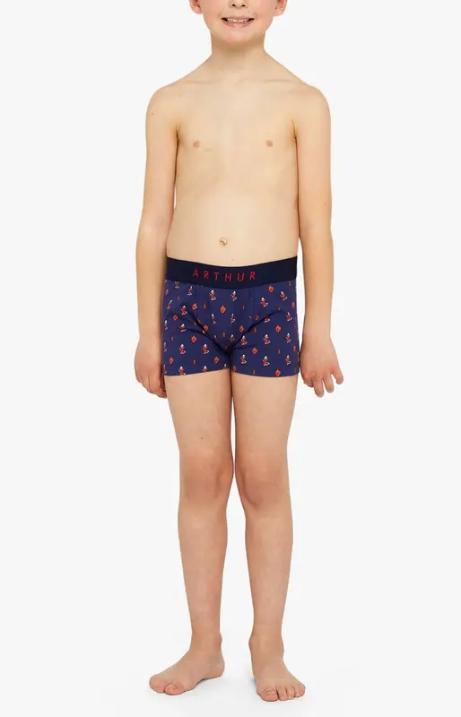 Boxer enfant en jersey de coton - On Fire Marine