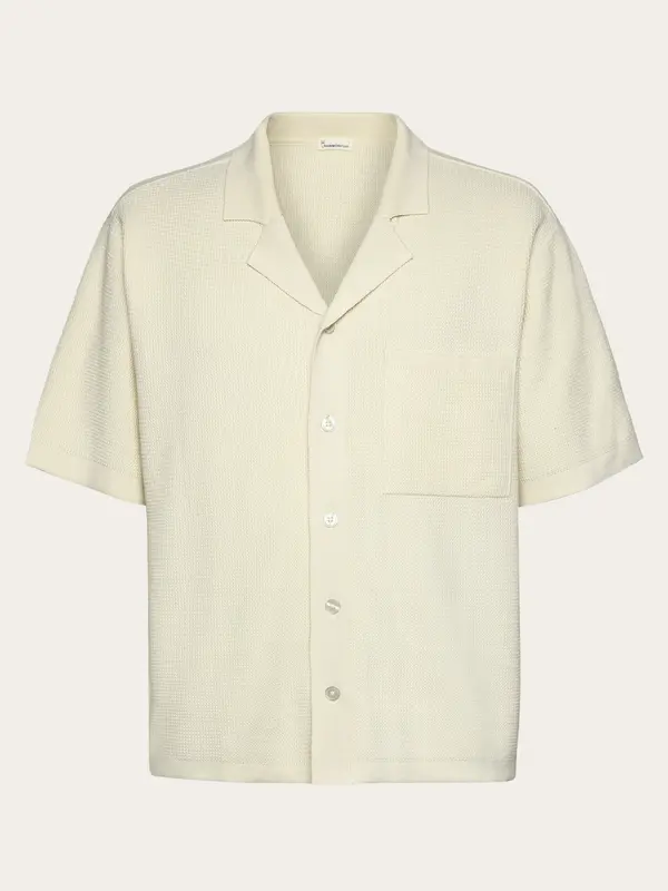 Boxy short sleeve structured knitted shirt - Regenerative Organic Certified™ - GOTS/Vegan - Egret