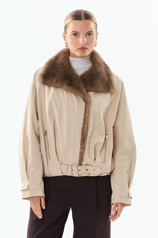 BRANDY - Parka avec col en fausse fourrure
