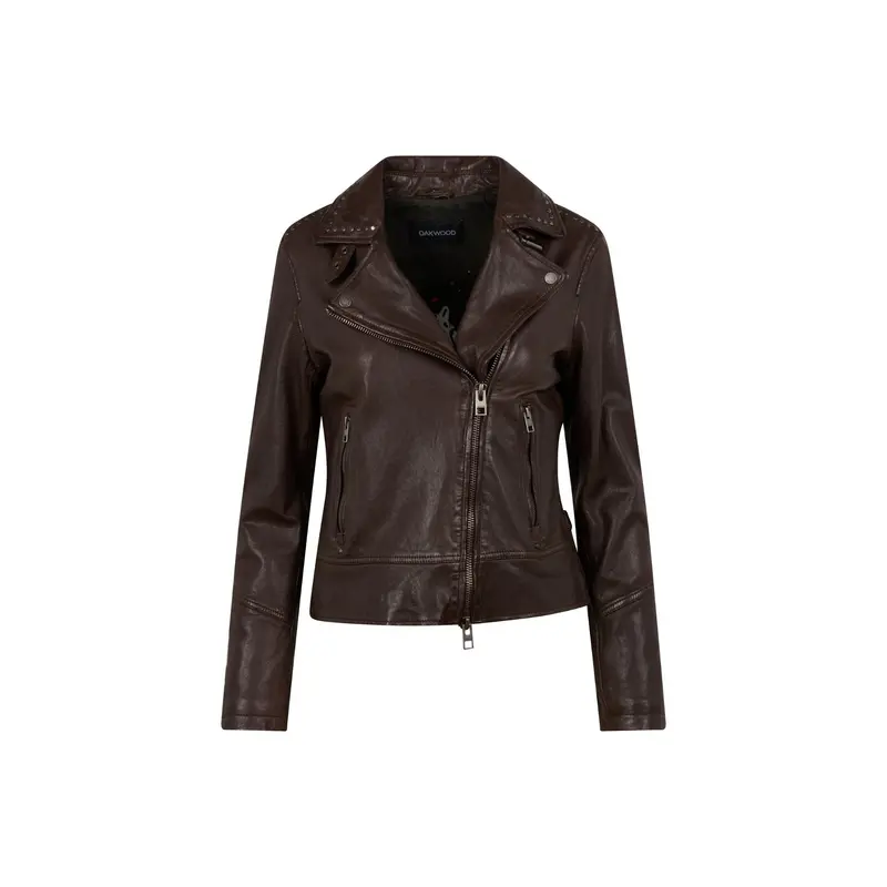BRUNA (REF. 65159) CHOCO - BLOUSON ASYMETRIQUE EN CUIR