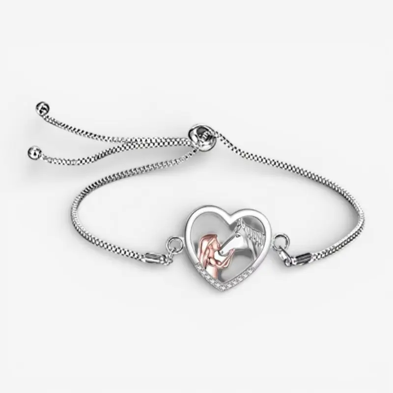 Cadeau Fête Des Mères | Collier pendentif cœur avec motif cheval