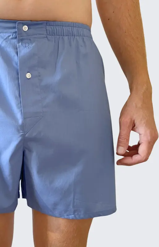 Caleçon classique en popeline de coton - Bleu Jean