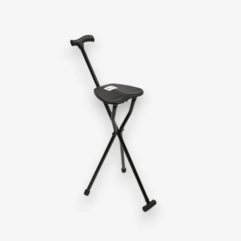 Canne de marche pliable avec siège intégré