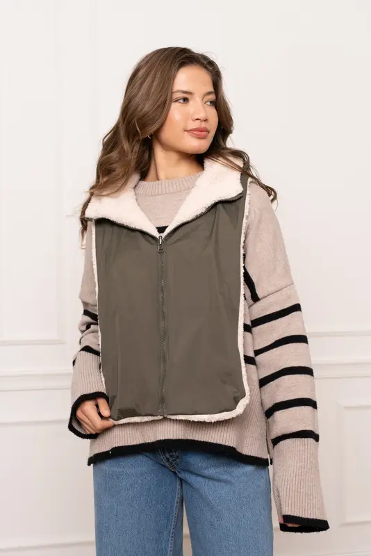 Capuche amovible fourrée réversible (sherpa)
