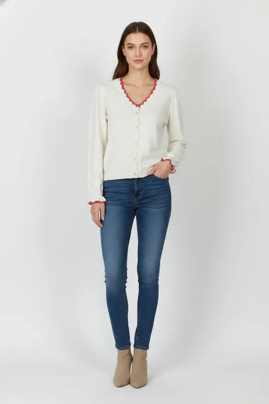 Cardigan Beige et Rouge - Taille M/38