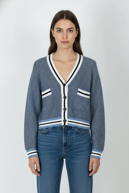Cardigan Bleu et Blanc - Taille S/36 - imparfaites
