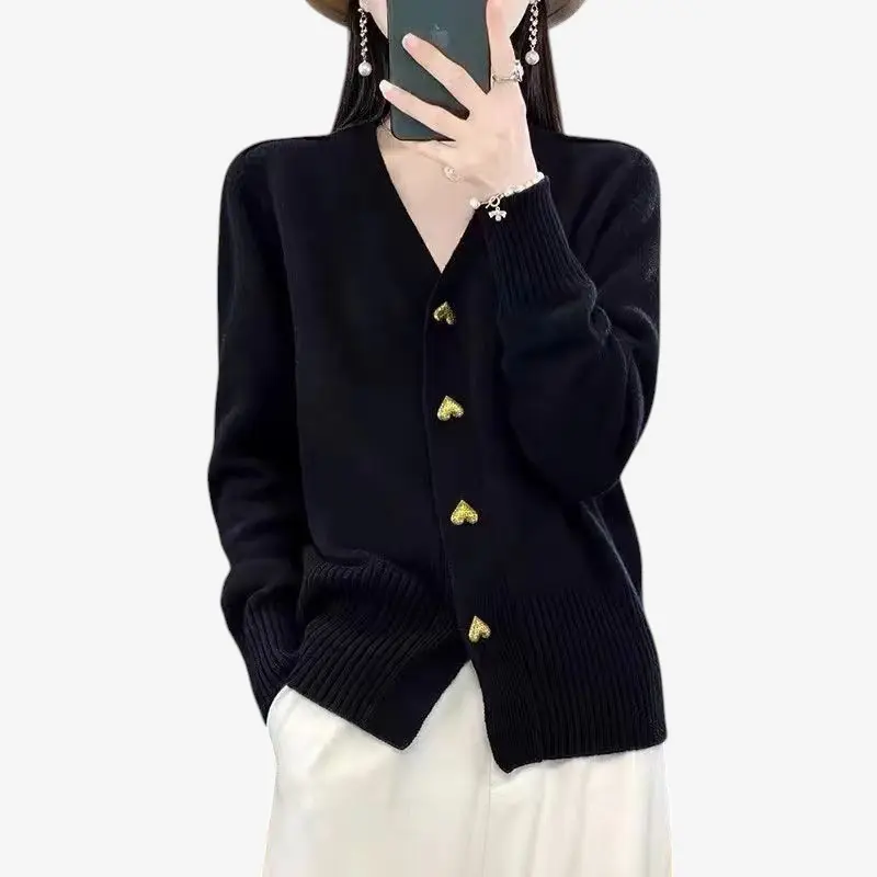 Cardigan en tricot pour femmes avec V-Ausschnitt
