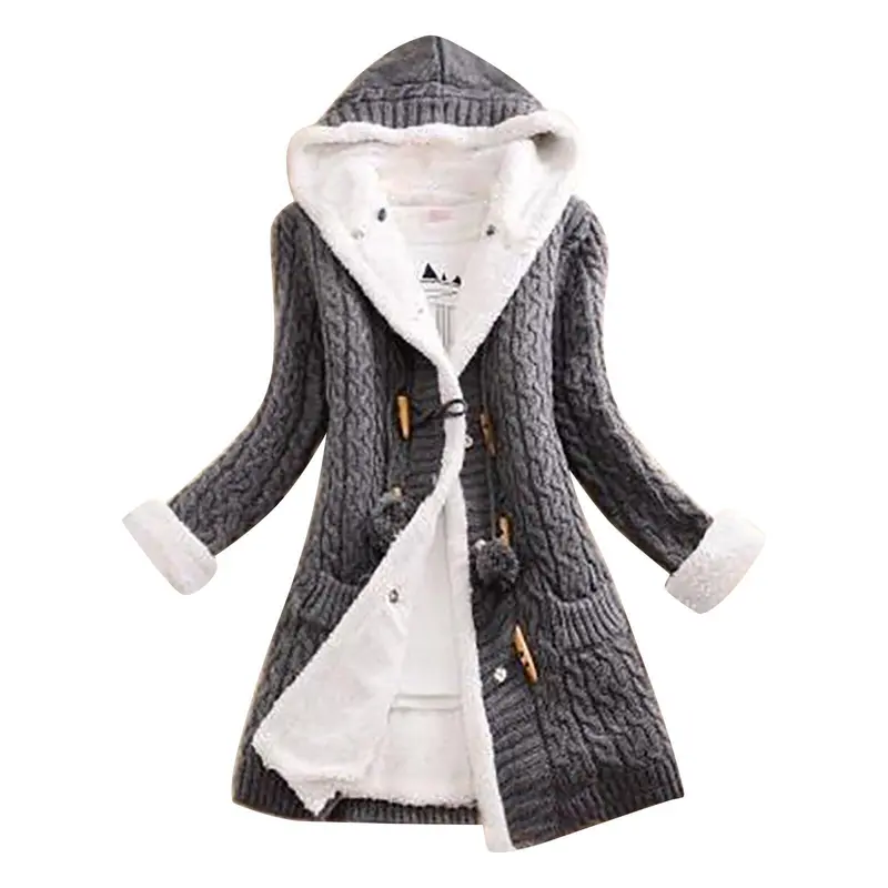 Cardigan femme à capuche manches longues