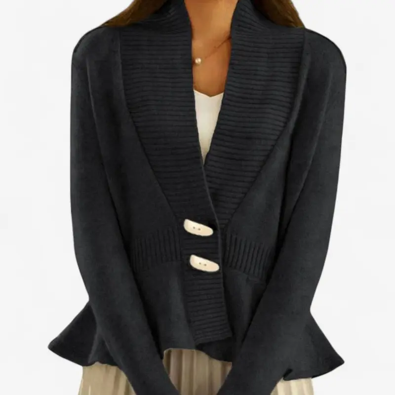 Cardigan femme col V à volants peplum |