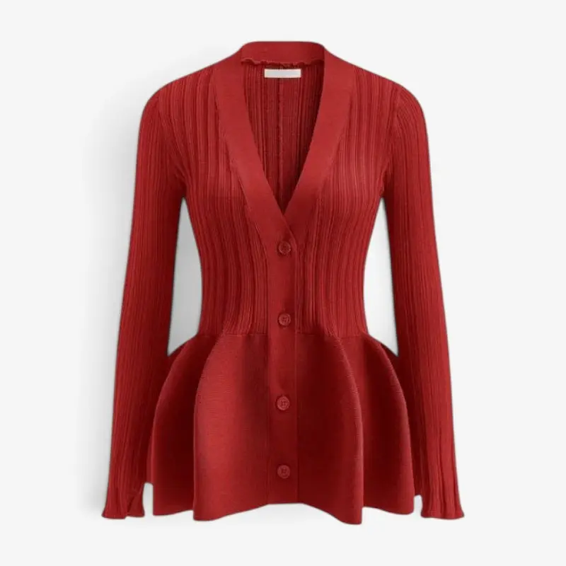 Cardigan Femme Col V Coupe Péplum