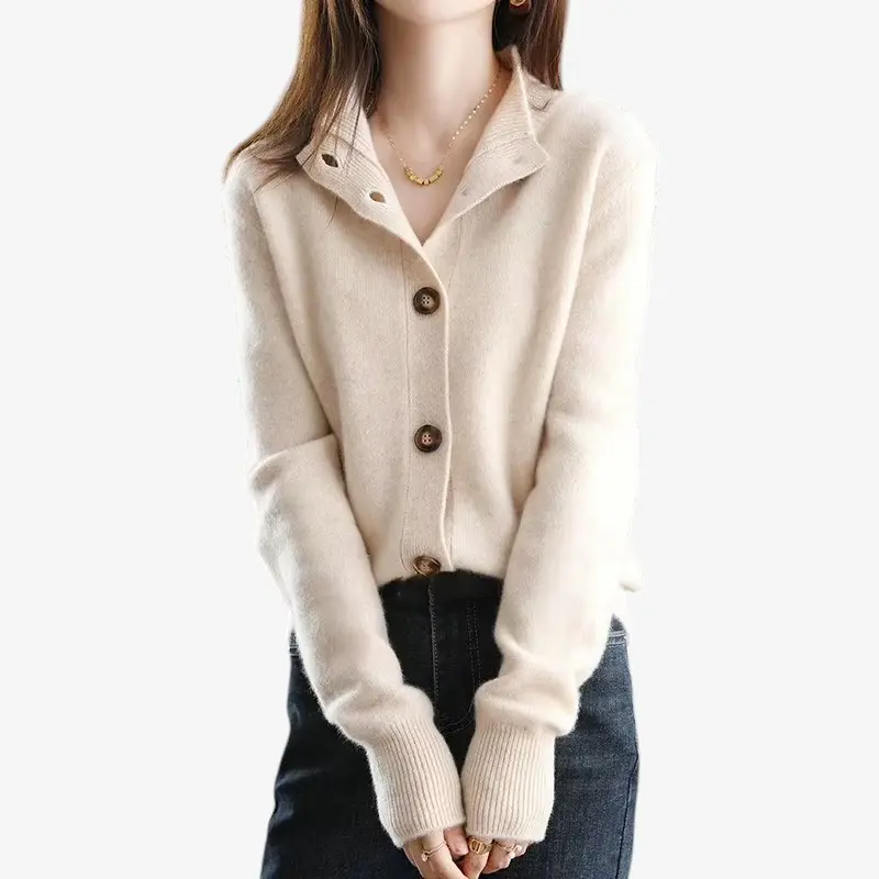 Cardigan Femme Oversize Côtelé Manches Longues
