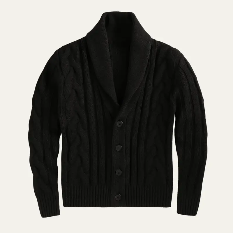 Cardigan Florence en maille torsadée à col châle, hiver homme