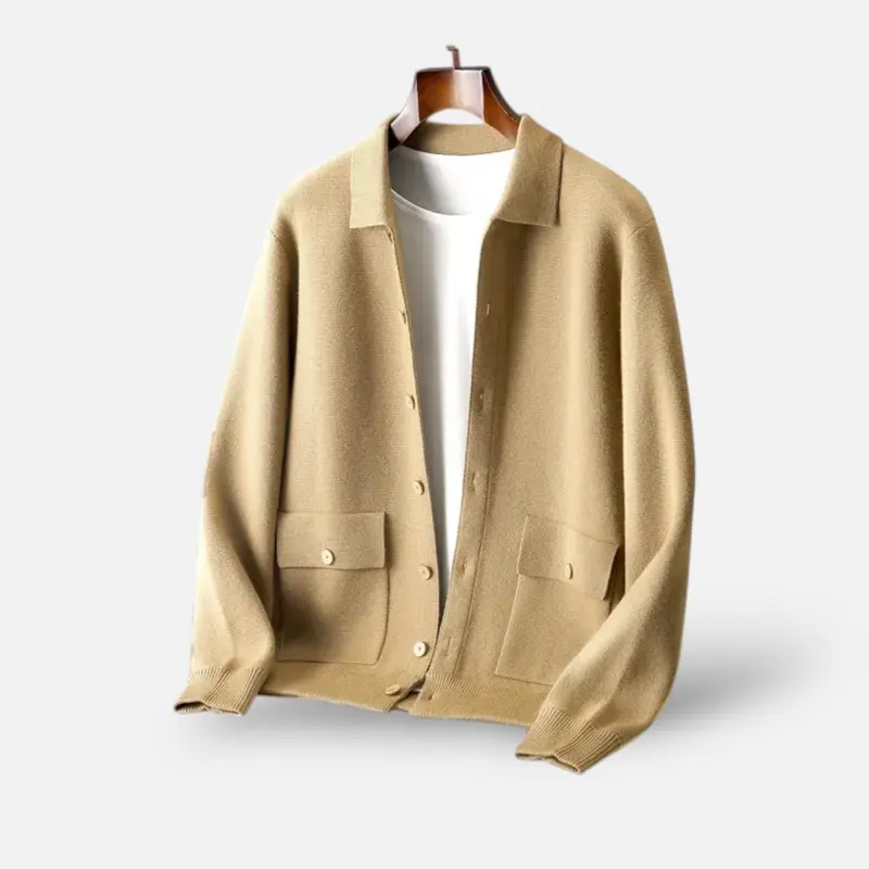 Cardigan homme en cachemire coupe ajustée, boutons classiques
