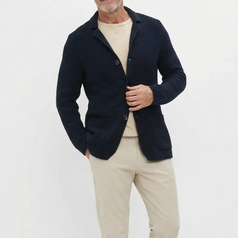 Cardigan homme Lorenzo en maille, col rabattu et boutonnage