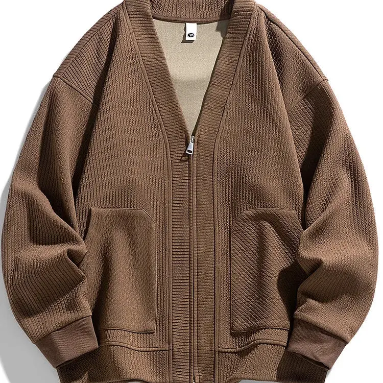 Cardigan homme zippé manches longues