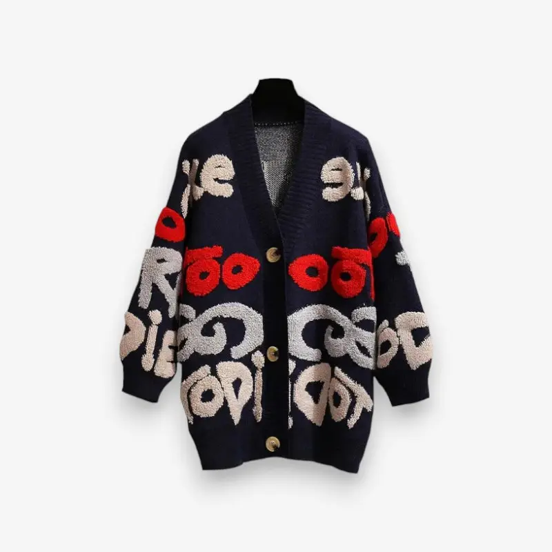 Cardigan imprimé manches longues boutonné