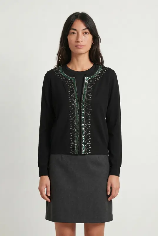 Cardigan Noir et Vert - Taille M/38